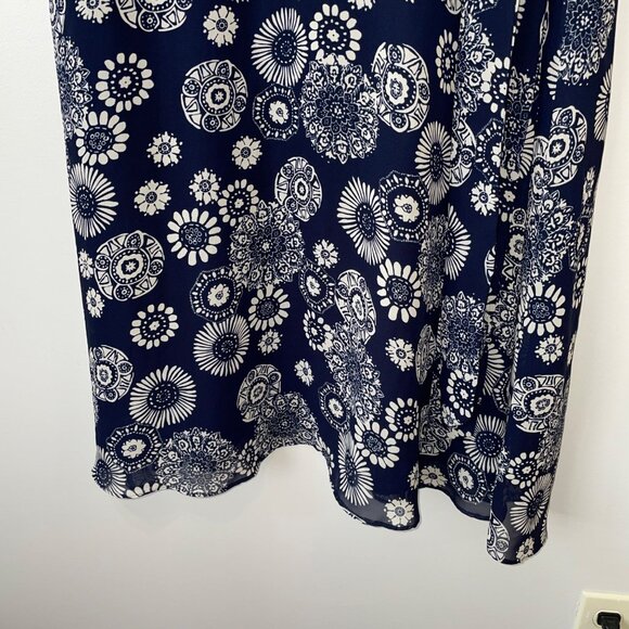 Navy & White Floral Print Dress By Robbie Bee Size 14 - Picture 7 of 8